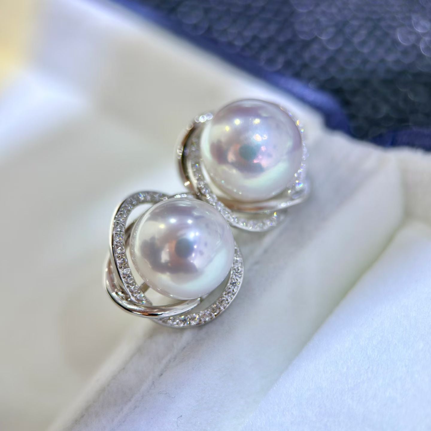 High quality aurora white color Edison pearls earrings