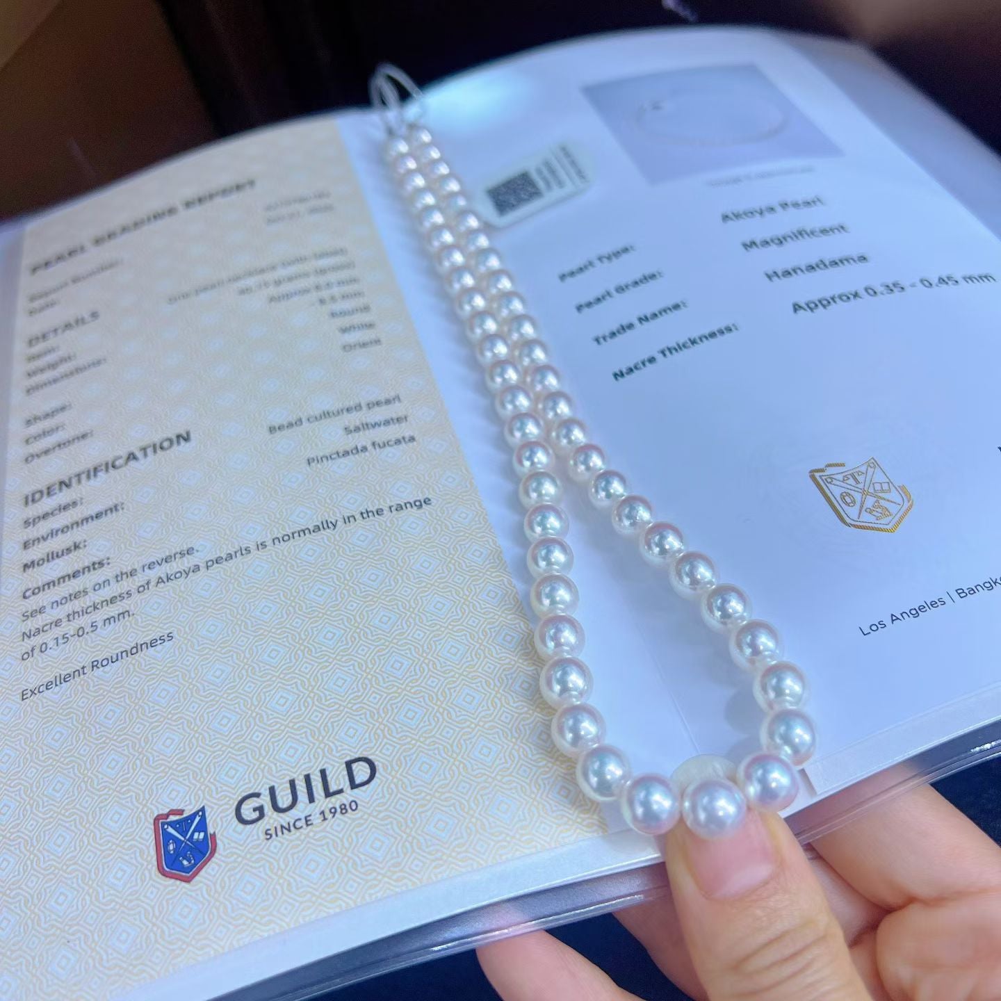 Top quality aurora Hanadama Grade seawater akoya pearls necklace