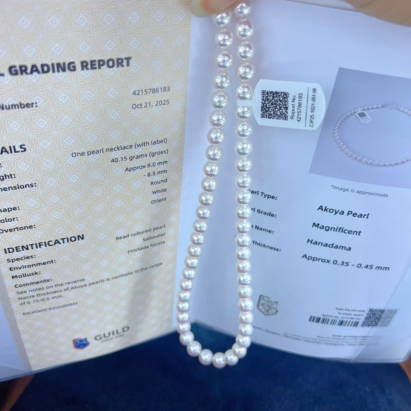 Top quality aurora Hanadama Grade seawater akoya pearls necklace