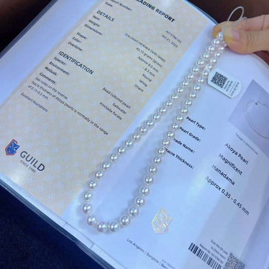 Top quality aurora Hanadama Grade seawater akoya pearls necklace