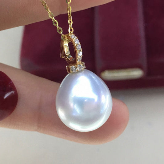 High quality aurora white color teardrop shape Australia Southsea pearl pendant