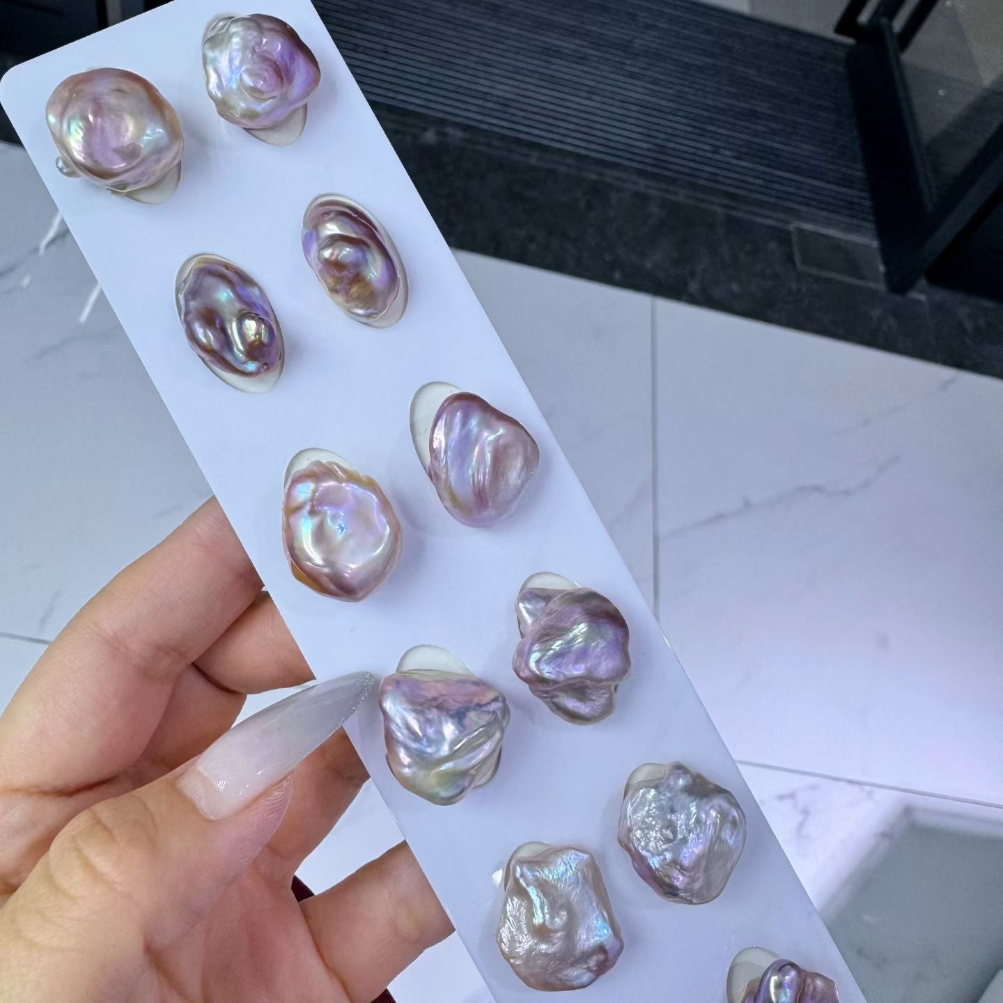 High quality purple color keshi pearls loose pair