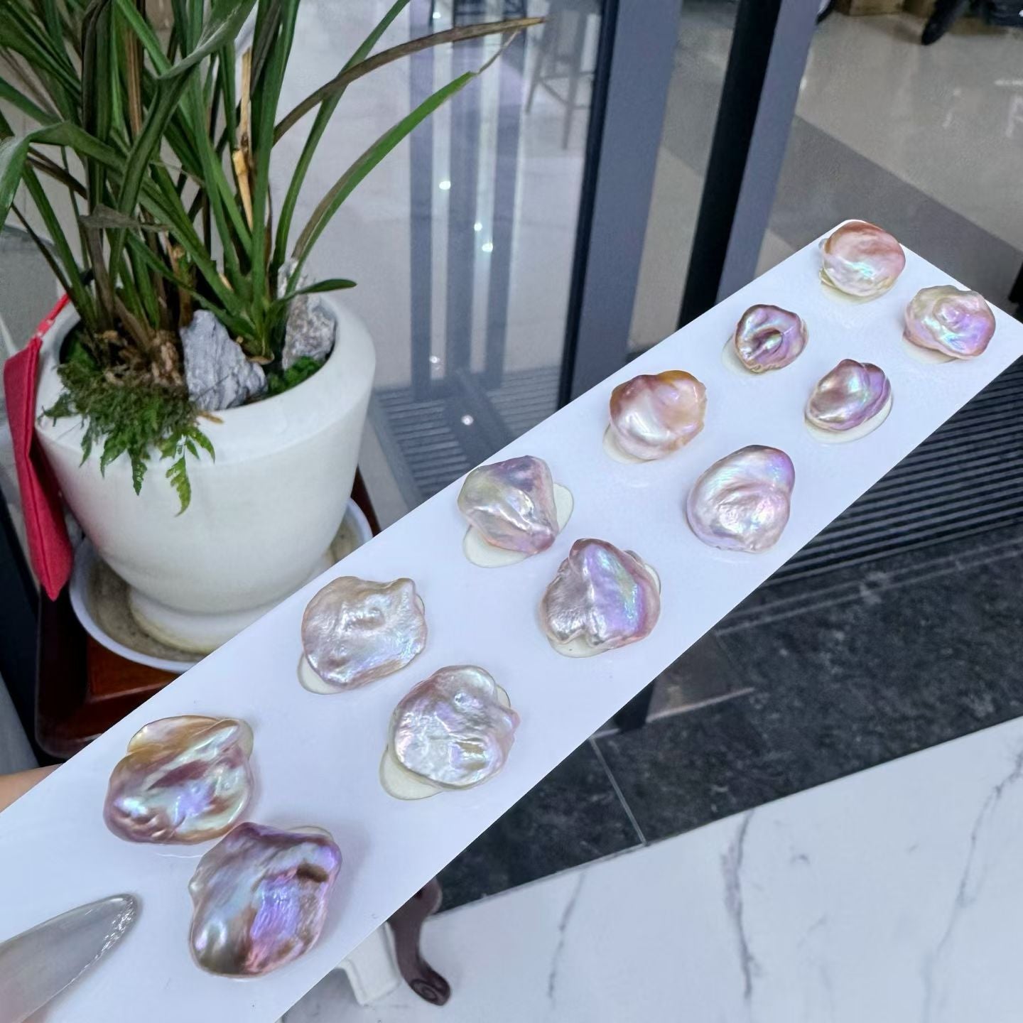 High quality purple color keshi pearls loose pair