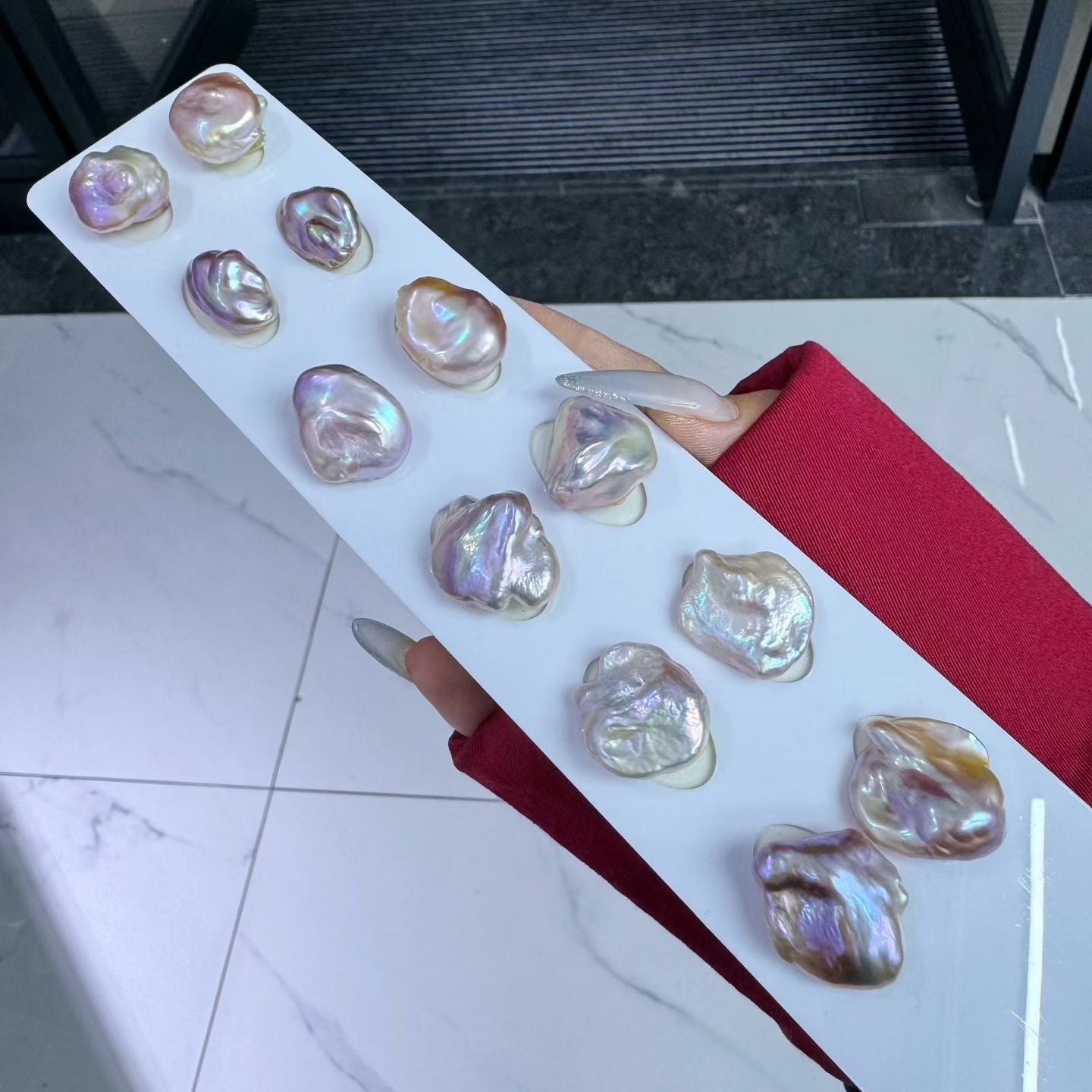 High quality purple color keshi pearls loose pair