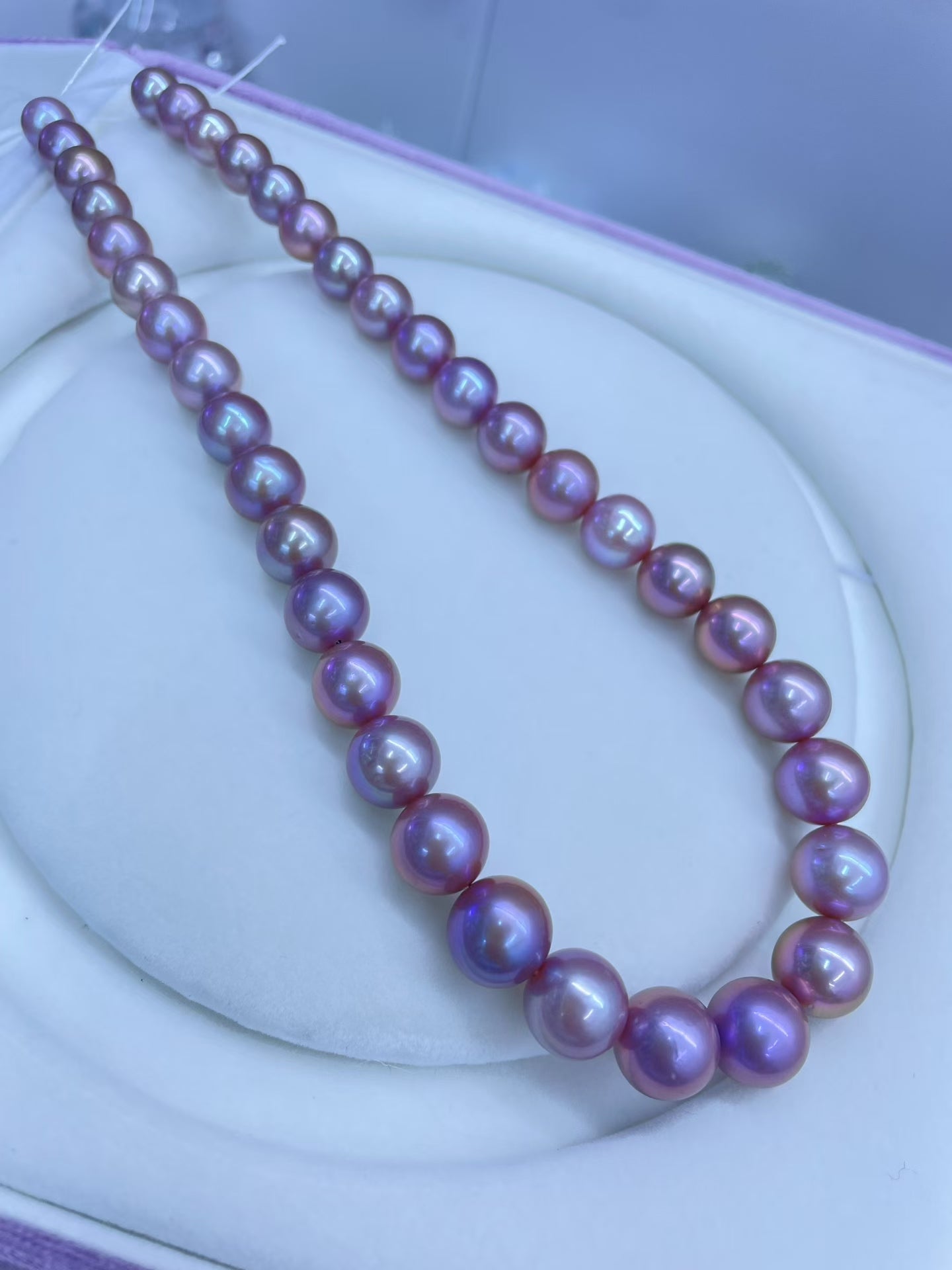 High quality purple color Edison pearls necklace