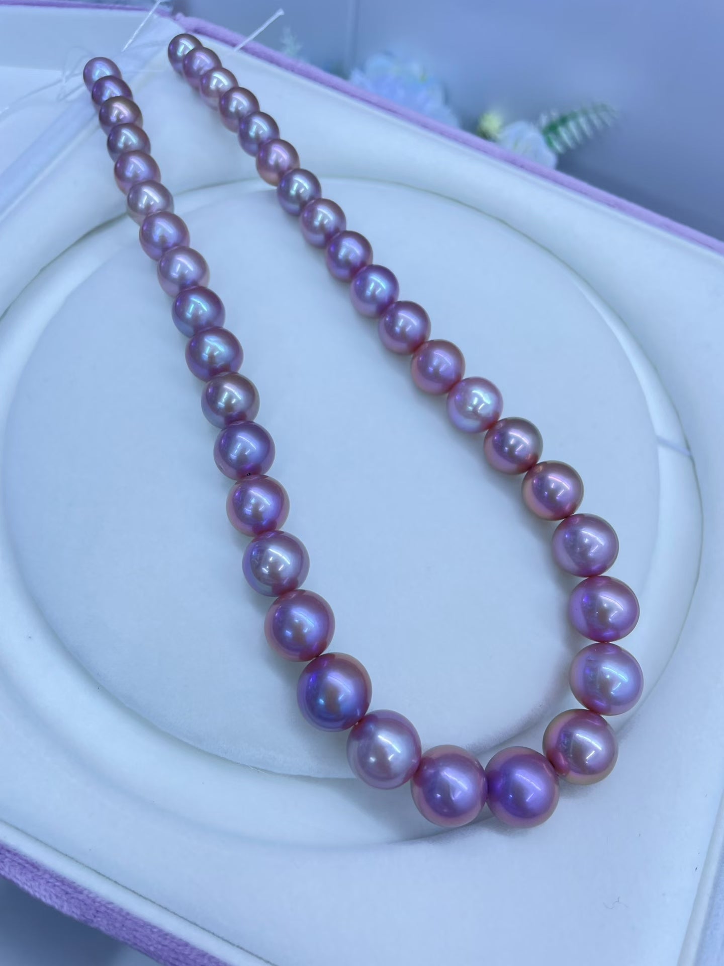 High quality purple color Edison pearls necklace