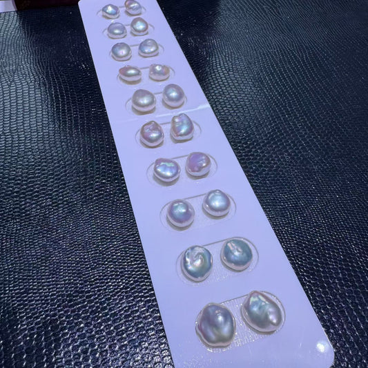 High quality aurora white color keshi pearls earrings studs