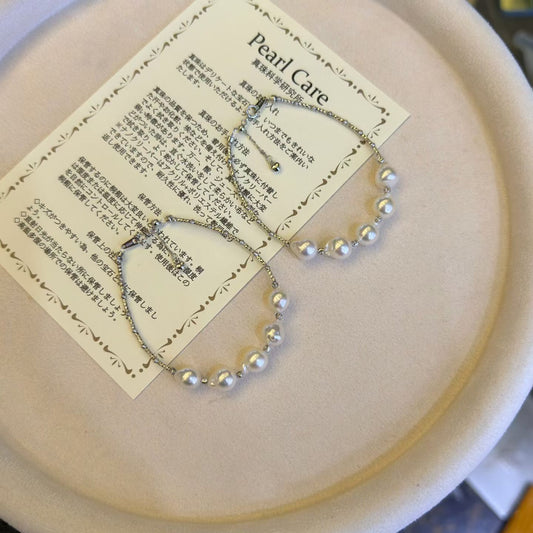 High quality aurora white color slightly baroque akoya pearls bracelet