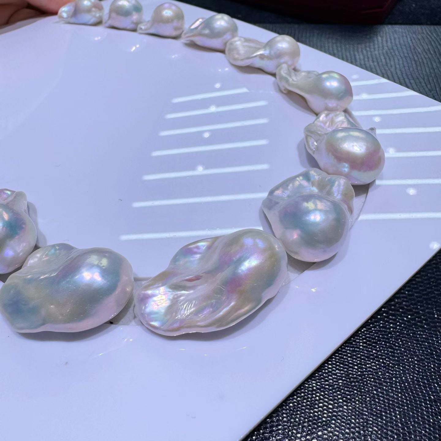 Top quality aurora white color baroque pearls necklace