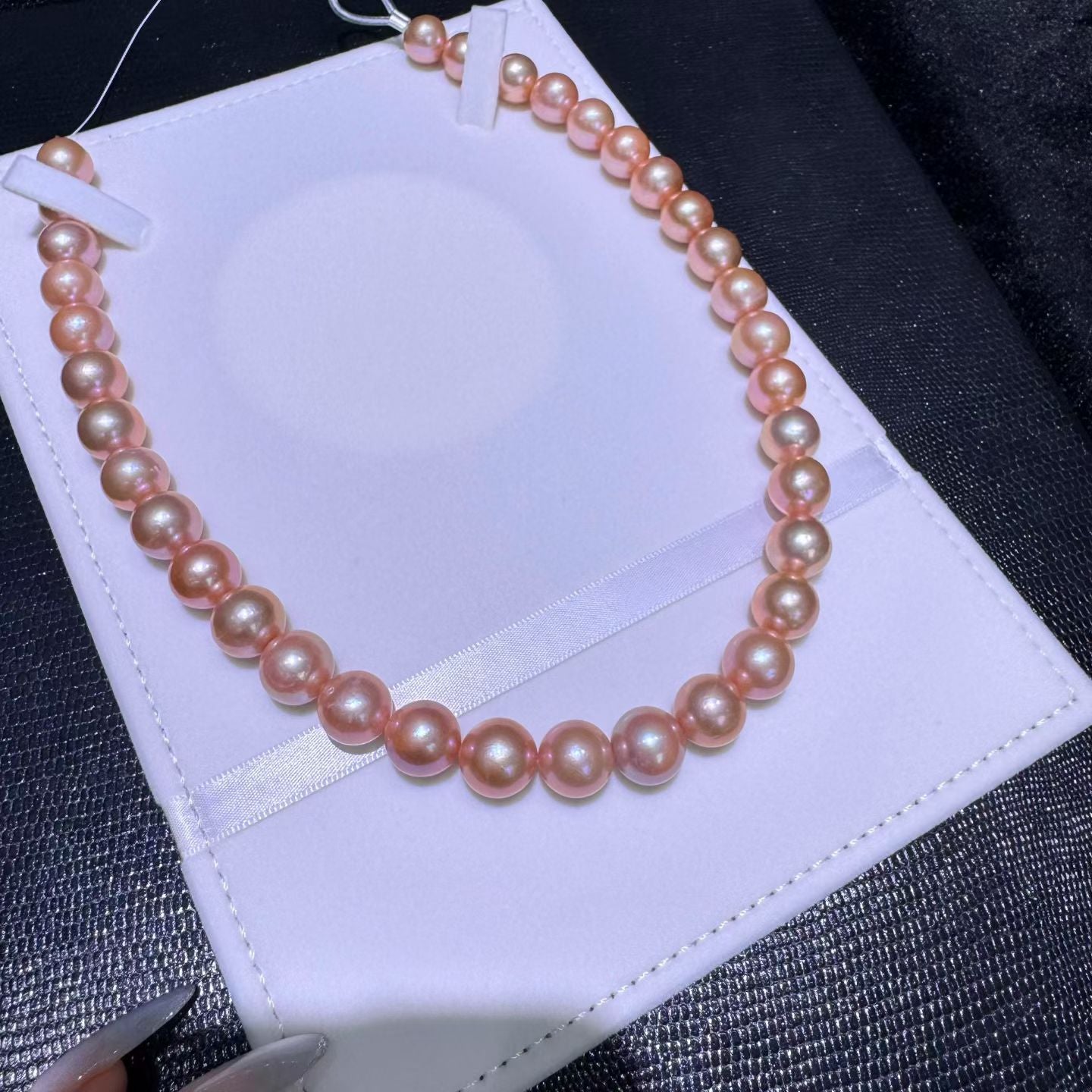 High quality orange color Edison pearls necklace