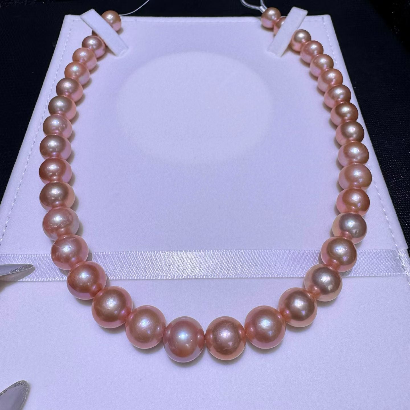 High quality orange color Edison pearls necklace