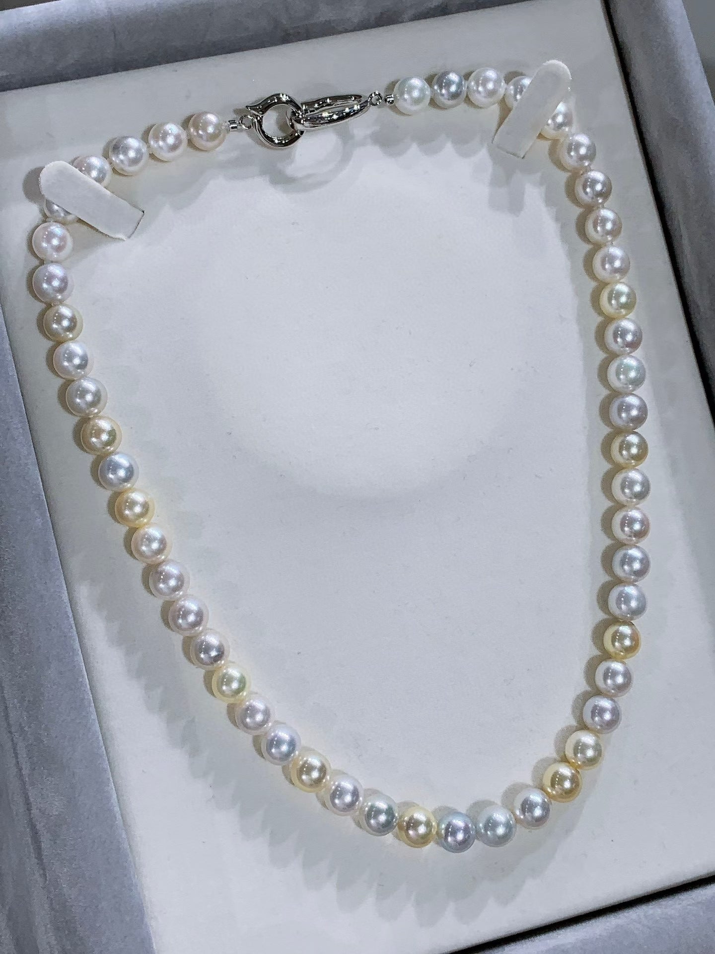 High quality aurora candy color seawater akoya pearls necklace