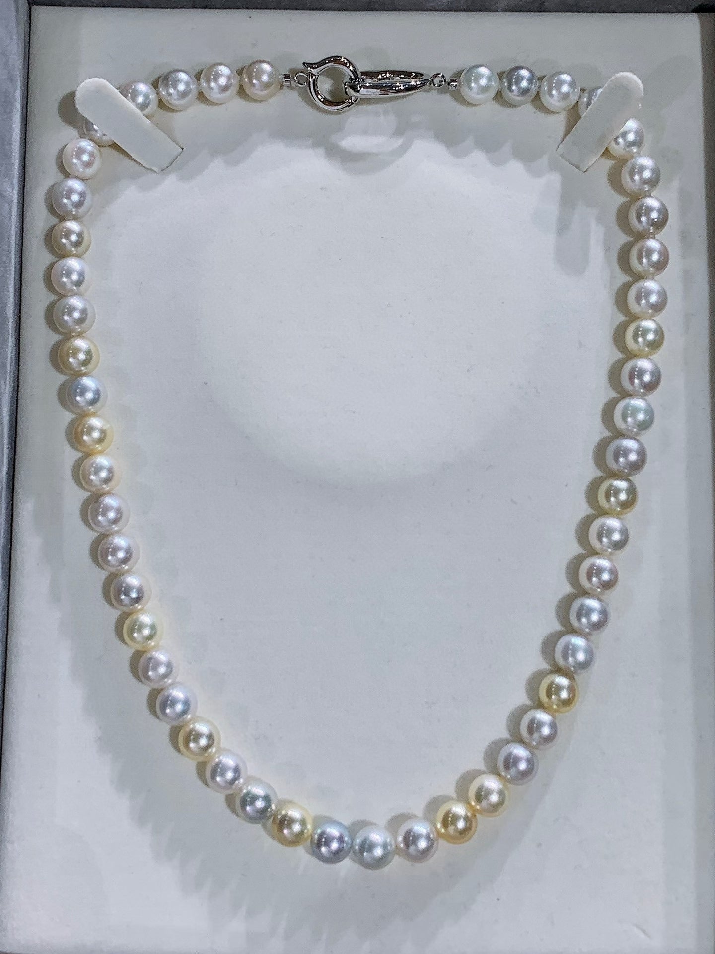 High quality aurora candy color seawater akoya pearls necklace