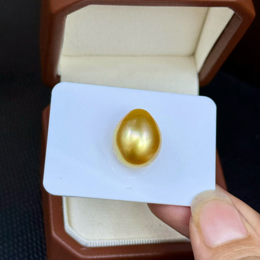 Top quality deep gold color Golden southsea teardrop baroque pearl loose bead