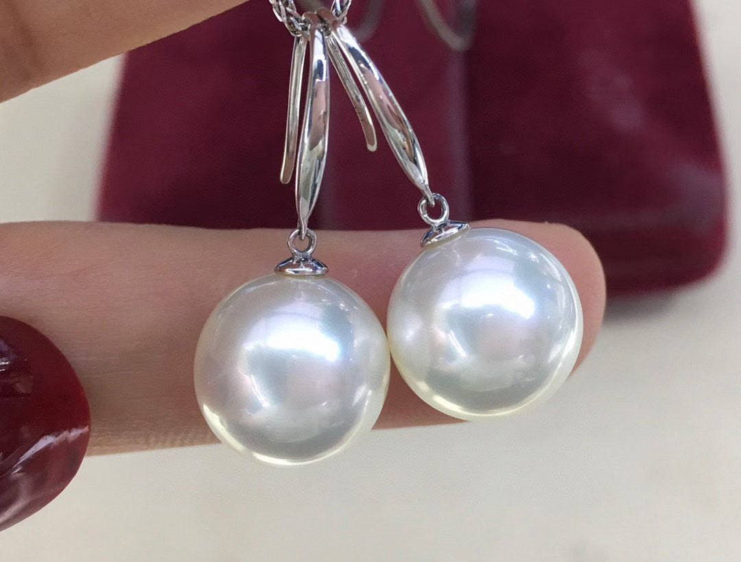 High quality aurora white color Edison pearls earrings