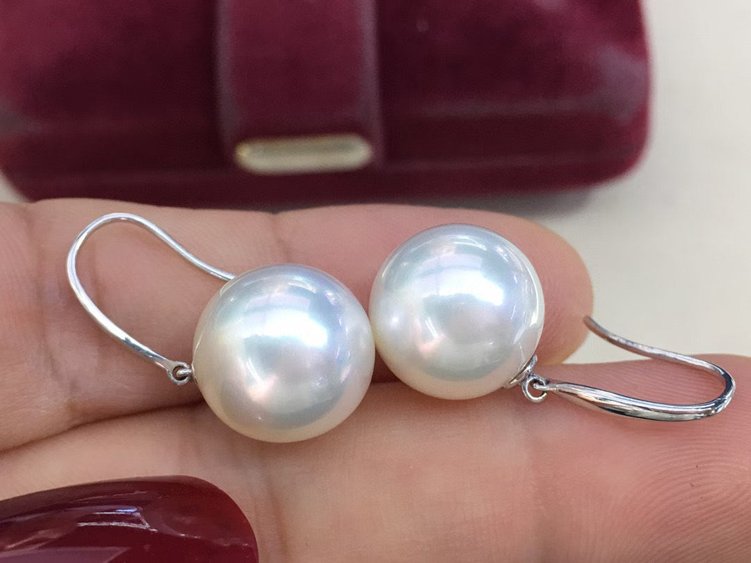 High quality aurora white color Edison pearls earrings