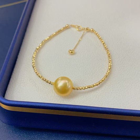 High quality deep gold color Golden southsea pearl bracelet