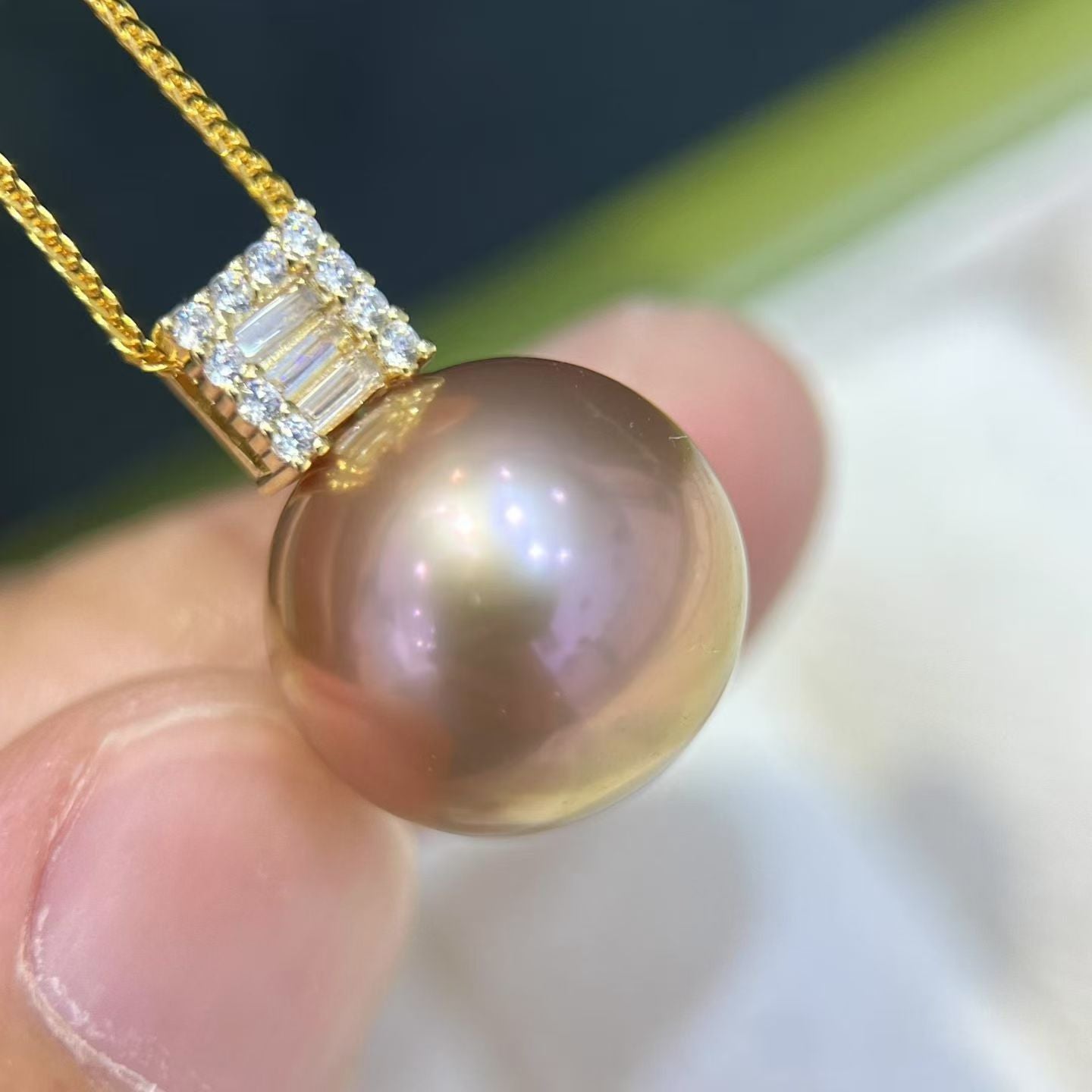 Top quality aurora metallic color Edison pearl pendant