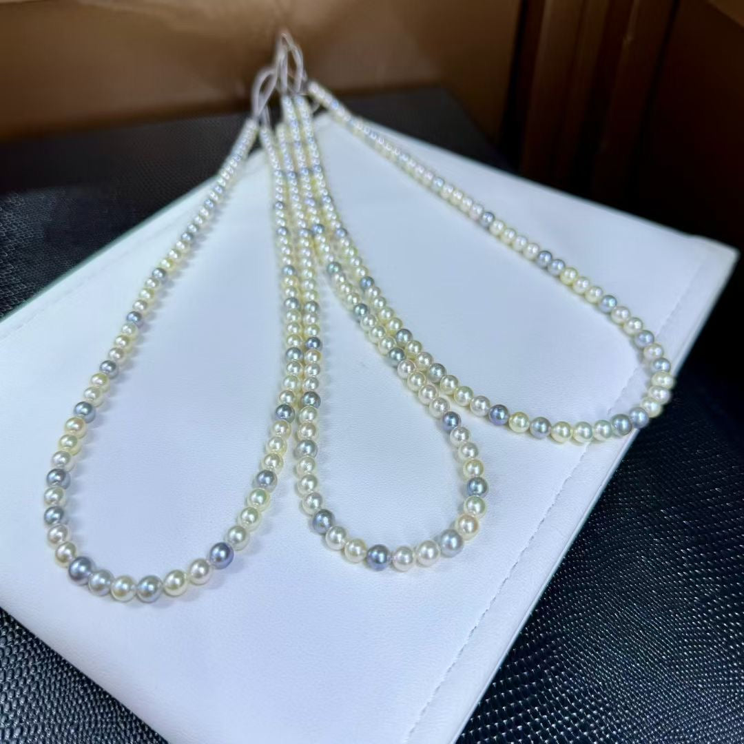 High quality aurora candy color seawater akoya pearls necklace