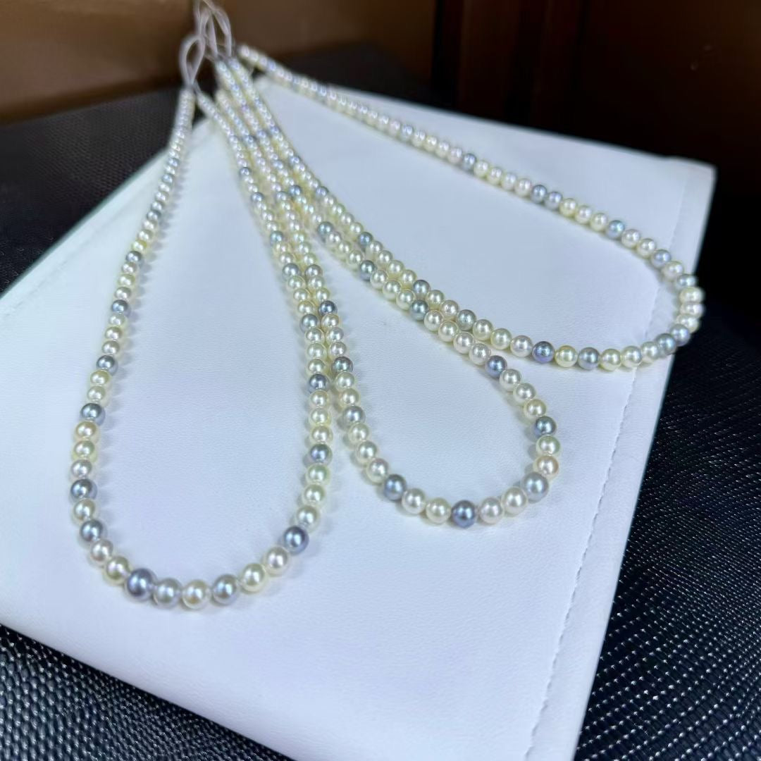 High quality aurora candy color seawater akoya pearls necklace