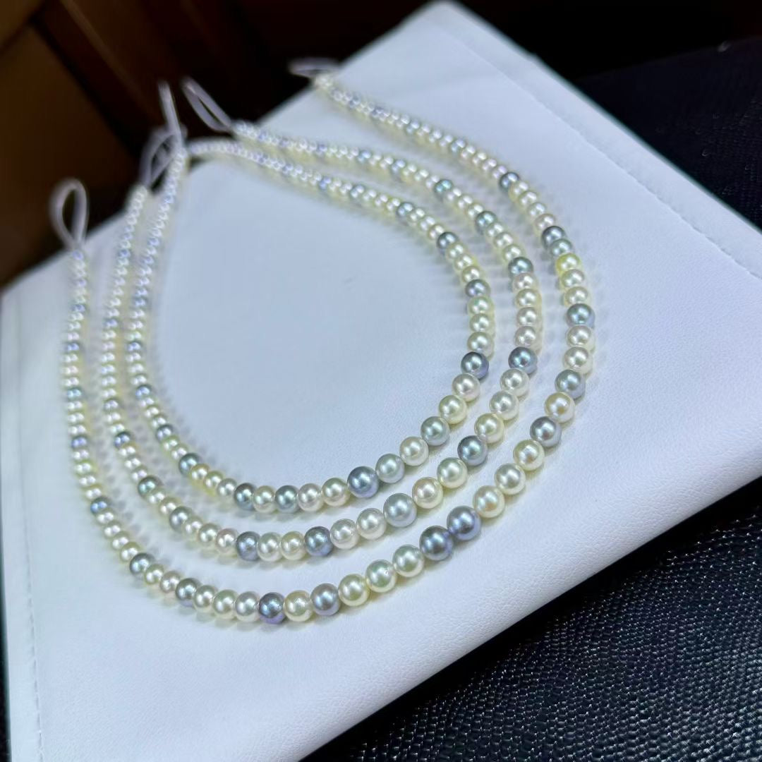High quality aurora candy color seawater akoya pearls necklace