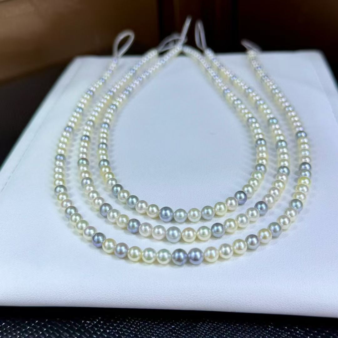 High quality aurora candy color seawater akoya pearls necklace