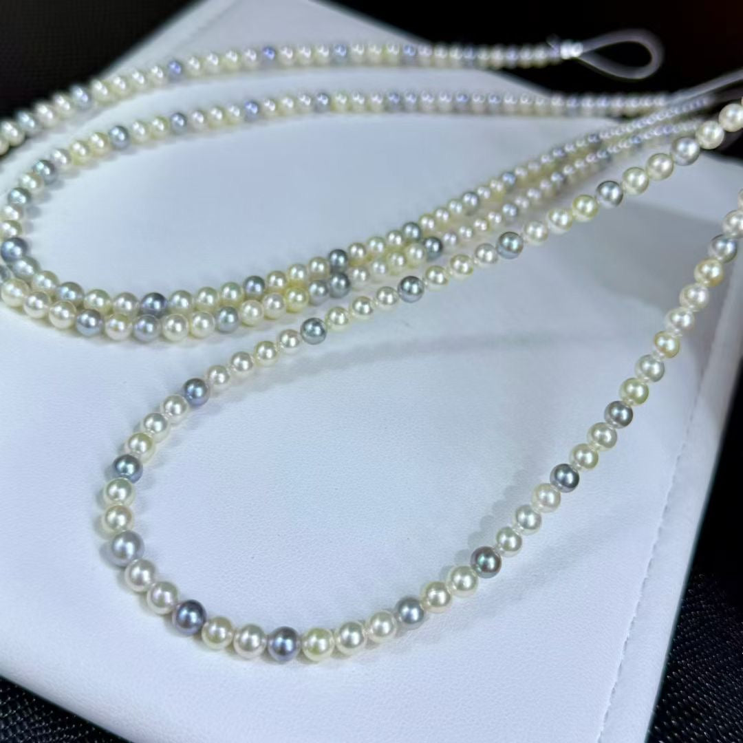 High quality aurora candy color seawater akoya pearls necklace