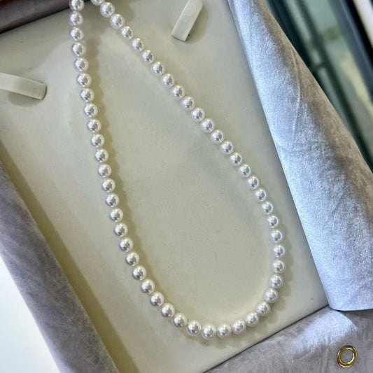 High quality aurora white color seawater akoya pearls necklace