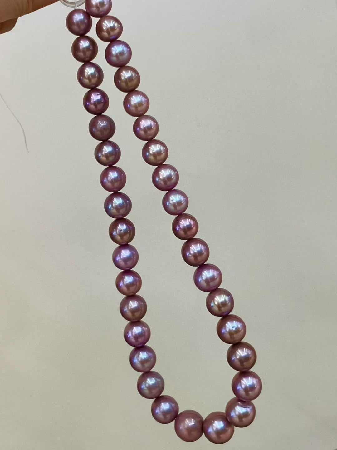 High quality reddish purple color Edison pearls necklace