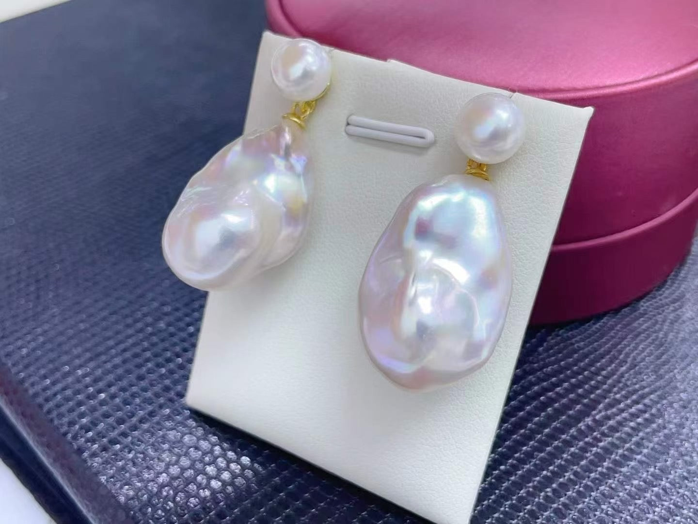 High quality aurora white color baroque pearls earrings