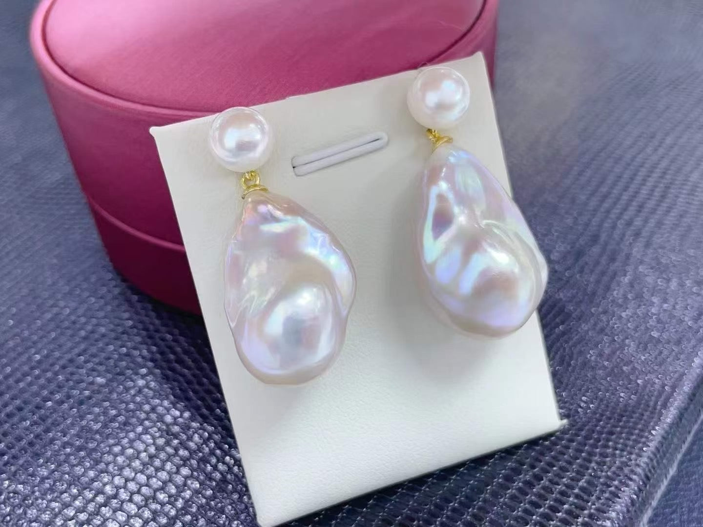 High quality aurora white color baroque pearls earrings