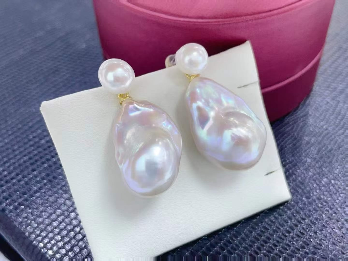 High quality aurora white color baroque pearls earrings