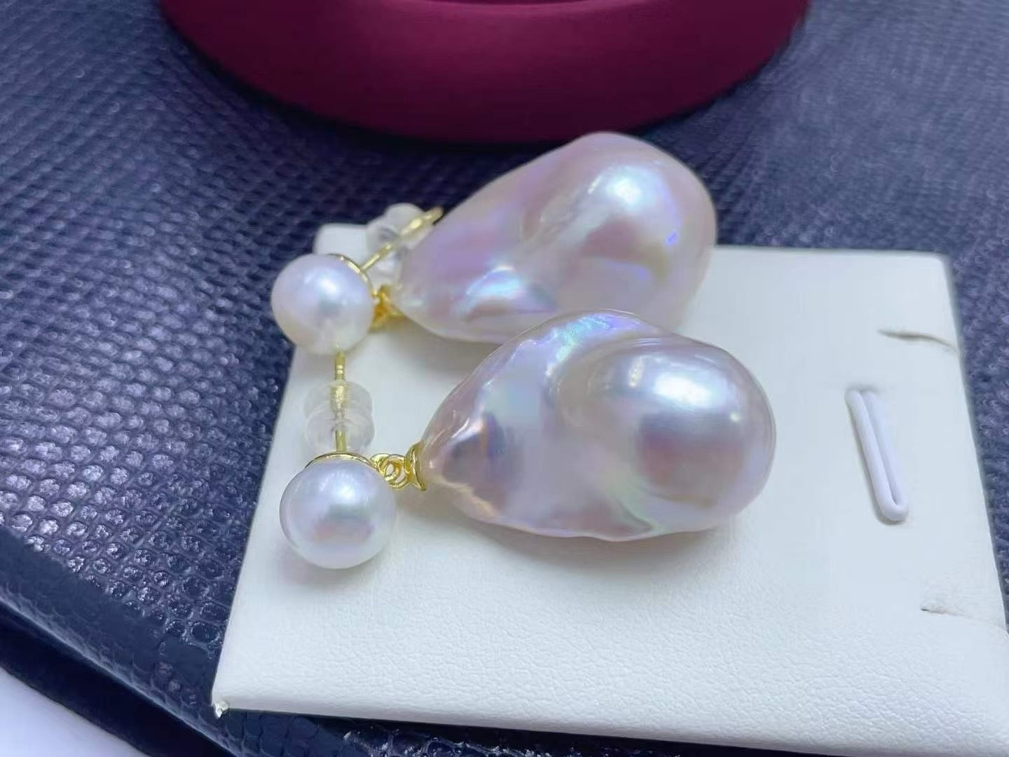 High quality aurora white color baroque pearls earrings