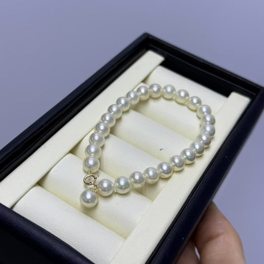 High quality aurora white gold seawater akoya pearls bracelet