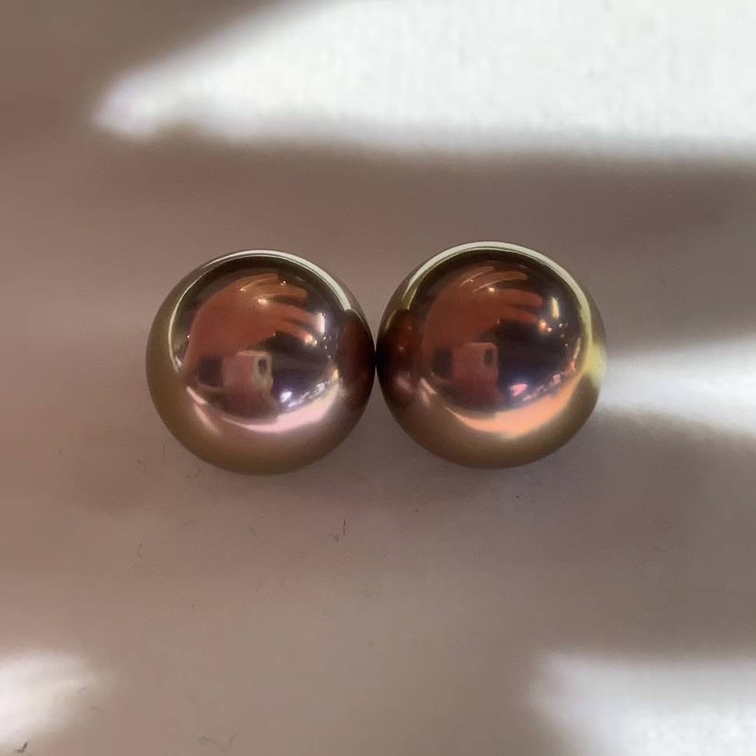 Top quality aurora rare Bronze color Edison pearls loose pair