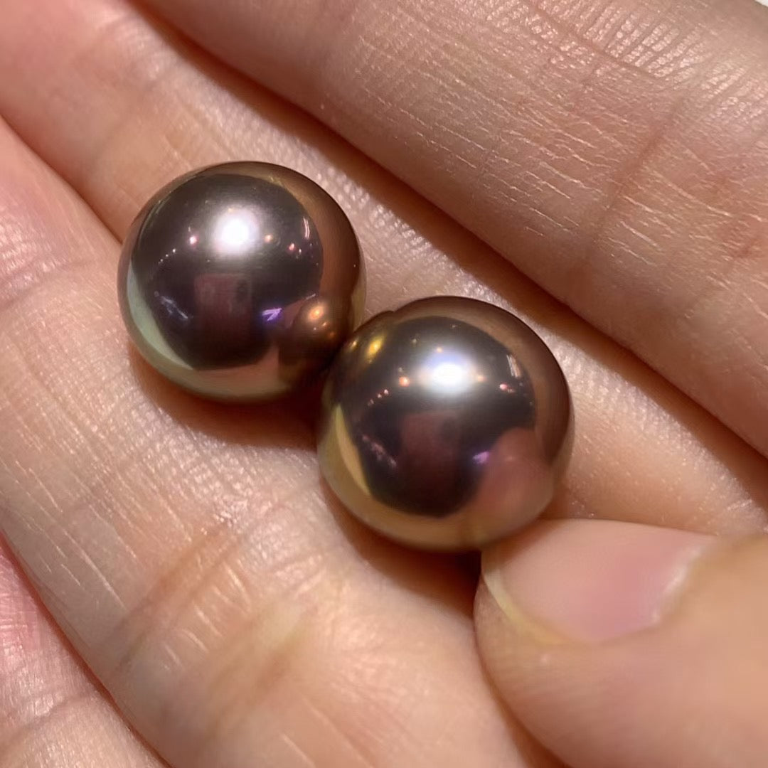 Top quality aurora rare Bronze color Edison pearls loose pair