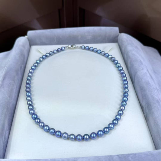 High quality deep blue color seawater MADAMA pearls necklace