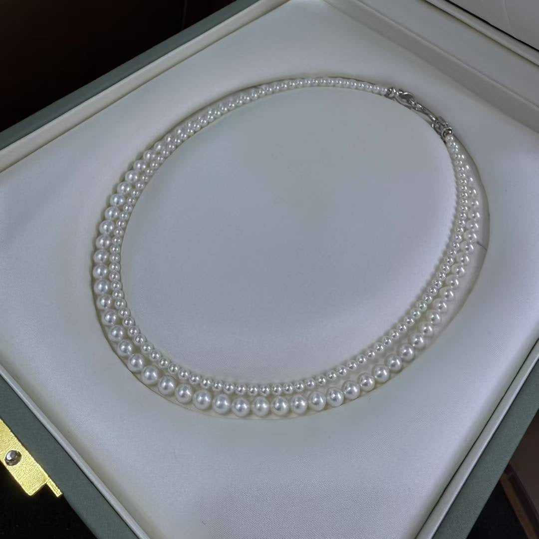 High quality aurora white color double freshwater pearls necklaces