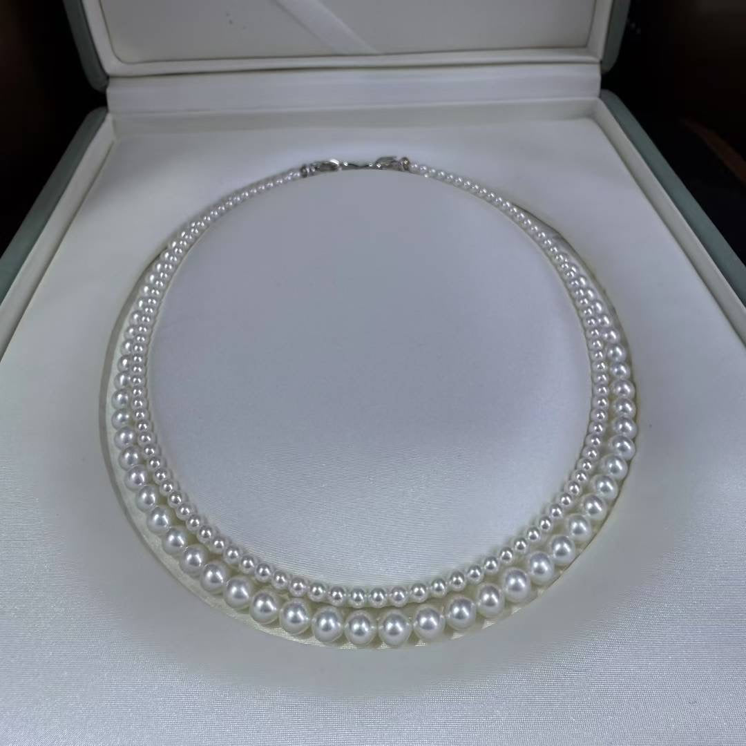 High quality aurora white color double freshwater pearls necklaces