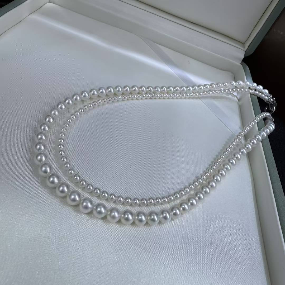 High quality aurora white color double freshwater pearls necklaces