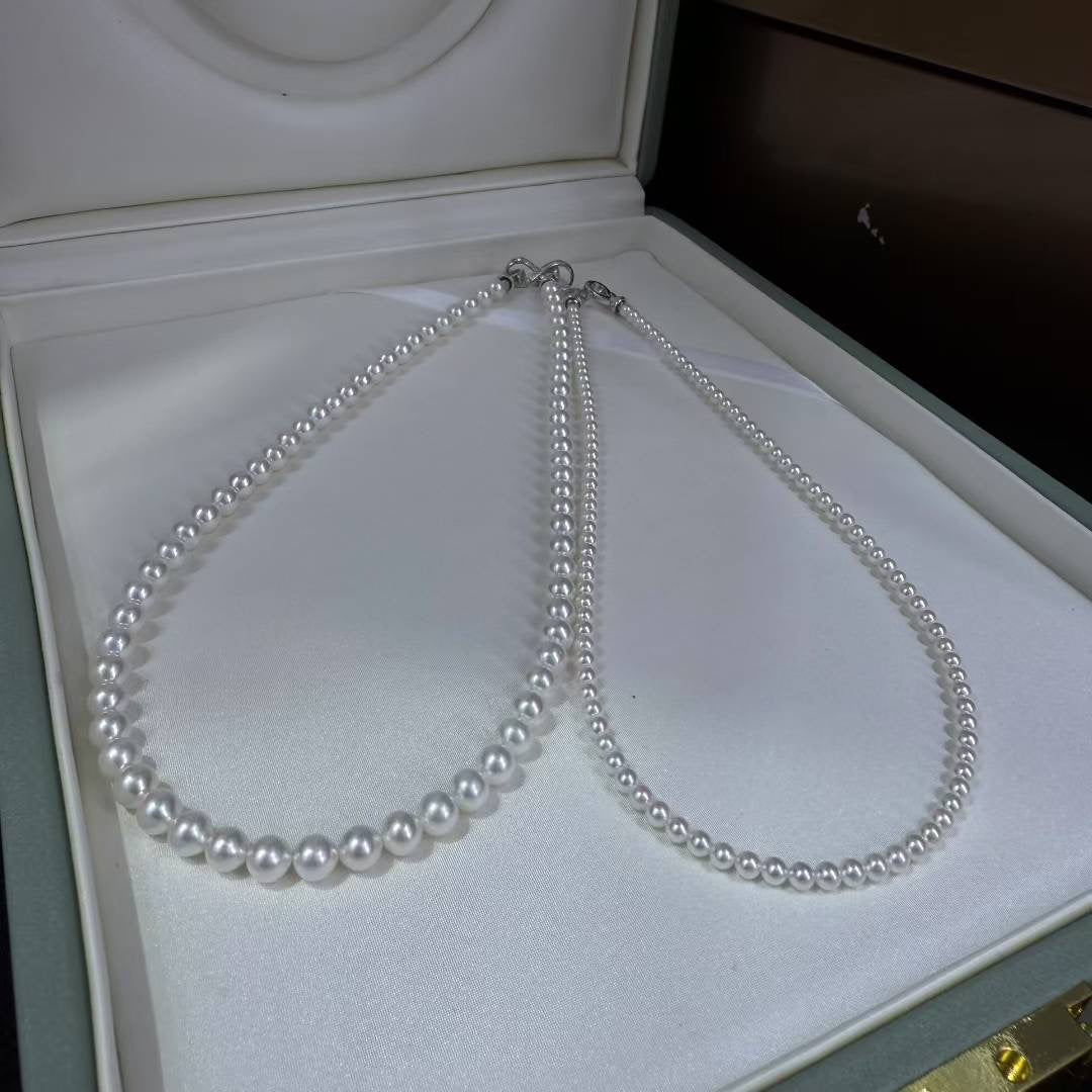 High quality aurora white color double freshwater pearls necklaces