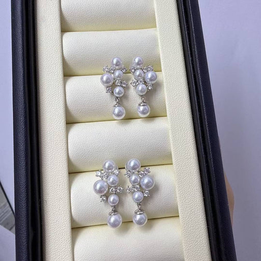 High quality aurora white color freshwater pearls earrings