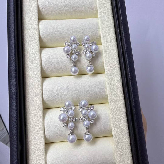 High quality aurora white color freshwater pearls earrings