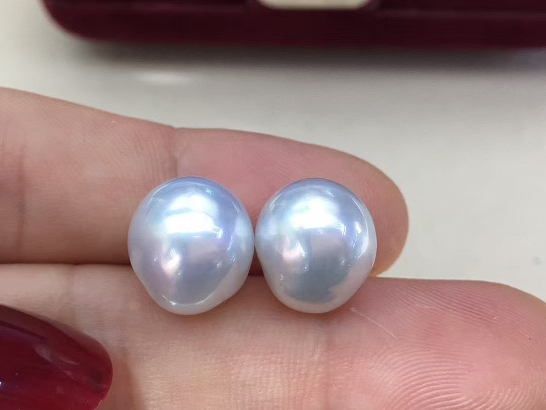 High quality aurora white color Australia southsea keshi pearls earrings studs