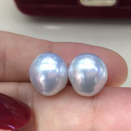 High quality aurora white color Australia southsea keshi pearls earrings studs
