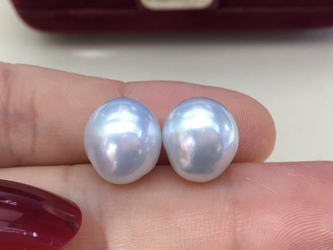 High quality aurora white color Australia southsea keshi pearls earrings studs