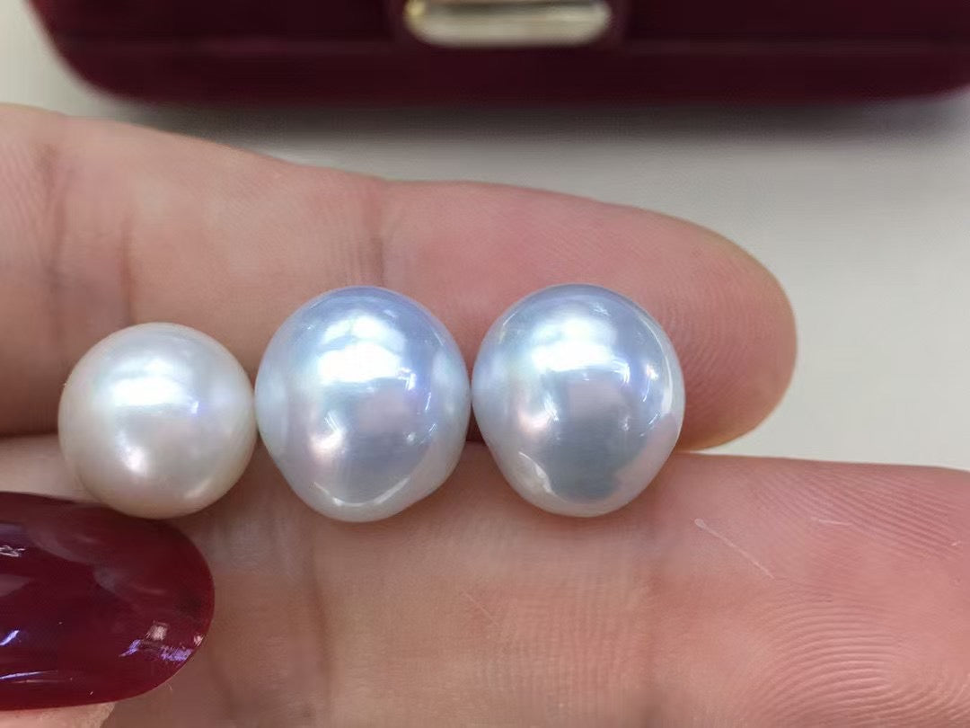 High quality aurora white color Australia southsea keshi pearls earrings studs