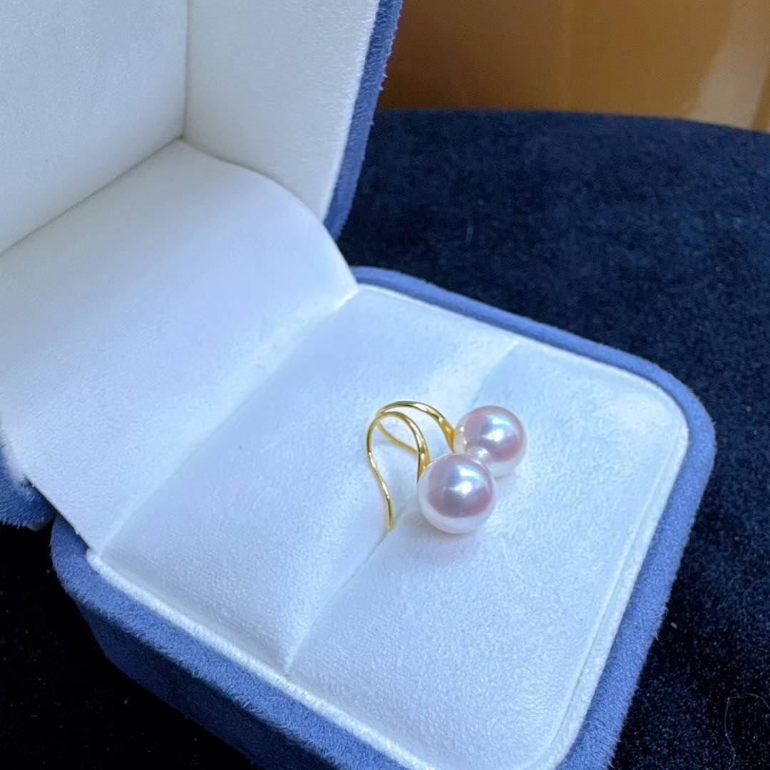 Top quality Sakura pink color seawater akoya pearls earrings