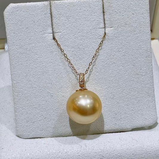 High quality deep gold color Golden southsea pearl pendant