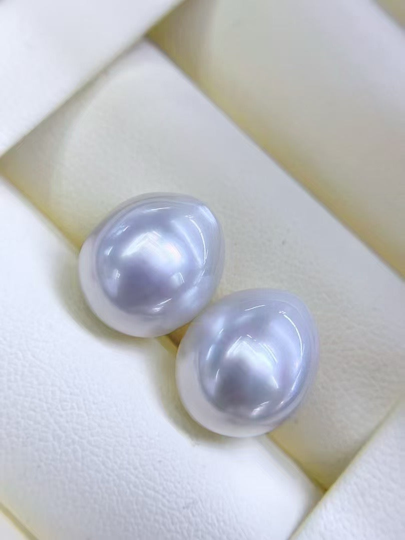 Top quality aurora white color teardrop Australia southsea pearl loose pair